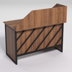 Стол однотумбовый офисный С-06 (правосторонний) с экраном СТРОНГ в стиле ЛОФТ декор №2, Орех