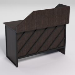 Стол однотумбовый офисный С-06 (правосторонний) с экраном СТРОНГ в стиле ЛОФТ декор №2, Дуб Венге