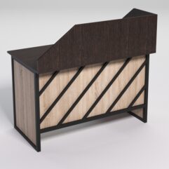 Стол однотумбовый офисный С-06 (правосторонний) с экраном СТРОНГ в стиле ЛОФТ декор №2, Дуб Венге и Дуб Сонома