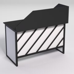 Стол однотумбовый офисный С-06 (правосторонний) с экраном СТРОНГ в стиле ЛОФТ декор №2, Черный и Белый