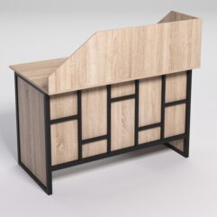 Стол однотумбовый офисный С-06 (правосторонний) с экраном СТРОНГ в стиле ЛОФТ декор №3, Дуб Сонома