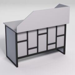 Стол однотумбовый офисный С-06 (правосторонний) с экраном СТРОНГ в стиле ЛОФТ декор №3, Серый