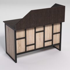 Стол однотумбовый офисный С-06 (правосторонний) с экраном СТРОНГ в стиле ЛОФТ декор №3, Дуб Венге и Дуб Сонома