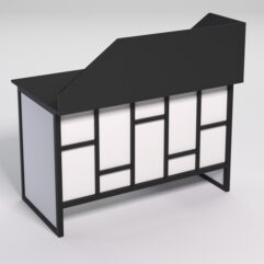 Стол однотумбовый офисный С-06 (правосторонний) с экраном СТРОНГ в стиле ЛОФТ декор №3, Черный и Белый