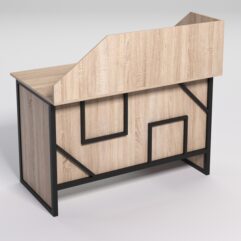 Стол однотумбовый офисный С-06 (правосторонний) с экраном СТРОНГ в стиле ЛОФТ декор №4, Дуб Сонома