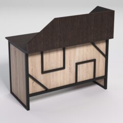 Стол однотумбовый офисный С-06 (правосторонний) с экраном СТРОНГ в стиле ЛОФТ декор №4, Дуб Венге и Дуб Сонома