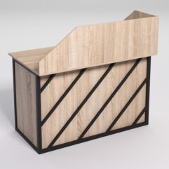 Стол однотумбовый офисный С-06А (правосторонний) с экраном СТРОНГ в стиле ЛОФТ декор №2, Дуб Сонома