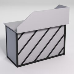 Стол однотумбовый офисный С-06А (правосторонний) с экраном СТРОНГ в стиле ЛОФТ декор №2, Серый