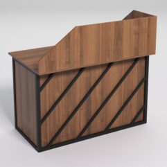 Стол однотумбовый офисный С-06А (правосторонний) с экраном СТРОНГ в стиле ЛОФТ декор №2, Орех