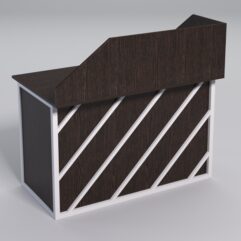 Стол однотумбовый офисный С-06А (правосторонний) с экраном СТРОНГ в стиле ЛОФТ декор №2, Дуб Венге + металлический каркас Белый