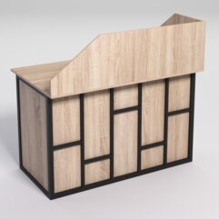 Стол однотумбовый офисный С-06А (правосторонний) с экраном СТРОНГ в стиле ЛОФТ декор №3, Дуб Сонома