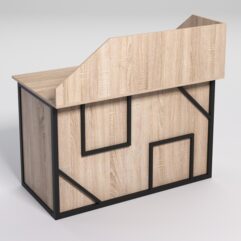 Стол однотумбовый офисный С-06А (правосторонний) с экраном СТРОНГ в стиле ЛОФТ декор №4, Дуб Сонома