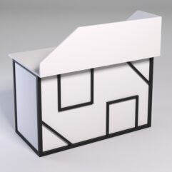 Стол однотумбовый офисный С-06А (правосторонний) с экраном СТРОНГ в стиле ЛОФТ декор №4, Белый