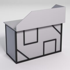 Стол однотумбовый офисный С-06А (правосторонний) с экраном СТРОНГ в стиле ЛОФТ декор №4, Серый