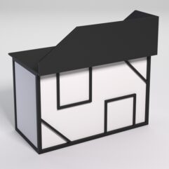 Стол однотумбовый офисный С-06А (правосторонний) с экраном СТРОНГ в стиле ЛОФТ декор №4, Черный и Белый