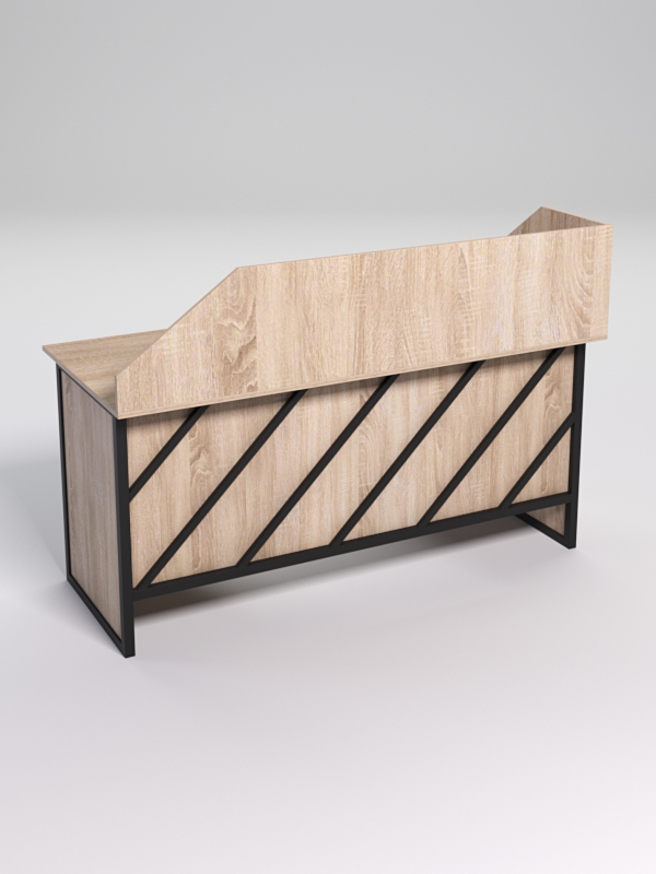 Стол двухтумбовый офисный С-07 с экраном СТРОНГ в стиле ЛОФТ декор №2, Дуб Сонома