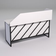 Стол двухтумбовый офисный С-07 с экраном СТРОНГ в стиле ЛОФТ декор №2, Белый