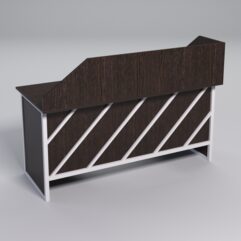 Стол двухтумбовый офисный С-07 с экраном СТРОНГ в стиле ЛОФТ декор №2, Дуб Венге + металлический каркас Белый