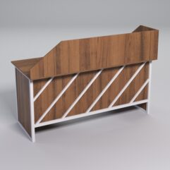 Стол двухтумбовый офисный С-07 с экраном СТРОНГ в стиле ЛОФТ декор №2, Орех + металлический каркас Белый