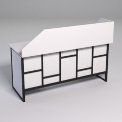 Стол двухтумбовый офисный С-07 с экраном СТРОНГ в стиле ЛОФТ декор №3, Белый