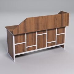 Стол двухтумбовый офисный С-07 с экраном СТРОНГ в стиле ЛОФТ декор №3, Орех + металлический каркас Белый