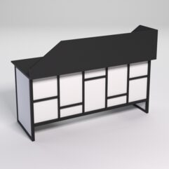 Стол двухтумбовый офисный С-07 с экраном СТРОНГ в стиле ЛОФТ декор №3, Черный и Белый