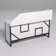 Стол двухтумбовый офисный С-07 с экраном СТРОНГ в стиле ЛОФТ декор №4, Белый