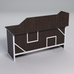 Стол двухтумбовый офисный С-07 с экраном СТРОНГ в стиле ЛОФТ декор №4, Дуб Венге + металлический каркас Белый