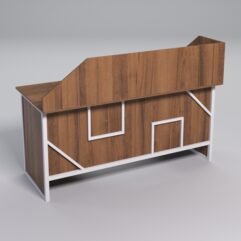 Стол двухтумбовый офисный С-07 с экраном СТРОНГ в стиле ЛОФТ декор №4, Орех + металлический каркас Белый