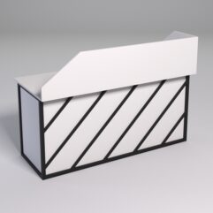 Стол двухтумбовый офисный С-07А с экраном СТРОНГ в стиле ЛОФТ декор №2, Белый