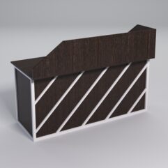 Стол двухтумбовый офисный С-07А с экраном СТРОНГ в стиле ЛОФТ декор №2, Дуб Венге + металлический каркас Белый