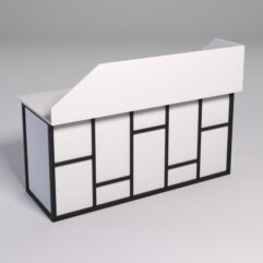 Стол двухтумбовый офисный С-07А с экраном СТРОНГ в стиле ЛОФТ декор №3, Белый