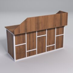 Стол двухтумбовый офисный С-07А с экраном СТРОНГ в стиле ЛОФТ декор №3, Орех + металлический каркас Белый