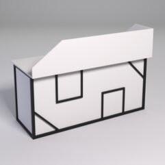 Стол двухтумбовый офисный С-07А с экраном СТРОНГ в стиле ЛОФТ декор №4, Белый