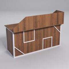 Стол двухтумбовый офисный С-07А с экраном СТРОНГ в стиле ЛОФТ декор №4, Орех + металлический каркас Белый