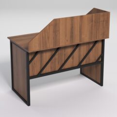 Стол для компьютера СК-31 с экраном СТРОНГ в стиле ЛОФТ декор №2, Орех