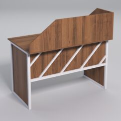 Стол для компьютера СК-31 с экраном СТРОНГ в стиле ЛОФТ декор №2, Орех + металлический каркас Белый