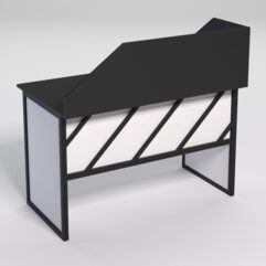 Стол для компьютера СК-31 с экраном СТРОНГ в стиле ЛОФТ декор №2, Черный и Белый