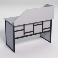 Стол для компьютера СК-31 с экраном СТРОНГ в стиле ЛОФТ декор №3, Серый