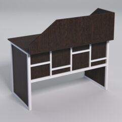 Стол для компьютера СК-31 с экраном СТРОНГ в стиле ЛОФТ декор №3, Дуб Венге + металлический каркас Белый