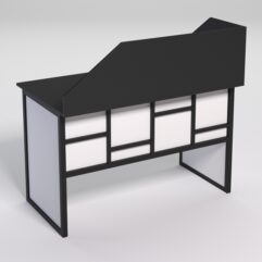 Стол для компьютера СК-31 с экраном СТРОНГ в стиле ЛОФТ декор №3, Черный и Белый