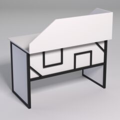 Стол для компьютера СК-31 с экраном СТРОНГ в стиле ЛОФТ декор №4, Белый