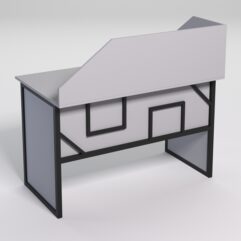 Стол для компьютера СК-31 с экраном СТРОНГ в стиле ЛОФТ декор №4, Серый