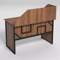 Стол для компьютера СК-31 с экраном СТРОНГ в стиле ЛОФТ декор №4, Орех