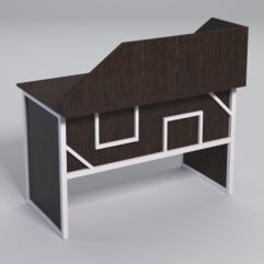 Стол для компьютера СК-31 с экраном СТРОНГ в стиле ЛОФТ декор №4, Дуб Венге + металлический каркас Белый