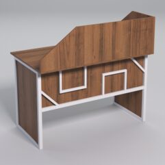 Стол для компьютера СК-31 с экраном СТРОНГ в стиле ЛОФТ декор №4, Орех + металлический каркас Белый