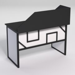 Стол для компьютера СК-31 с экраном СТРОНГ в стиле ЛОФТ декор №4, Черный и Белый