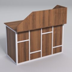 Стол для компьютера СК-31А с экраном СТРОНГ в стиле ЛОФТ декор №3, Орех + металлический каркас Белый