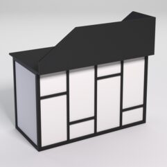 Стол для компьютера СК-31А с экраном СТРОНГ в стиле ЛОФТ декор №3, Черный и Белый