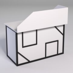 Стол для компьютера СК-31А с экраном СТРОНГ в стиле ЛОФТ декор №4, Белый